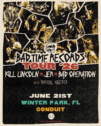 Bad Time Records Tour 2026 featuring Kill Lincoln, JER, and Bad Operation with Flying Raccoon Suit